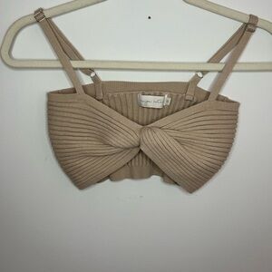 Beige Botany Ribbed Sweater Bra/Crop Top Size Medium
